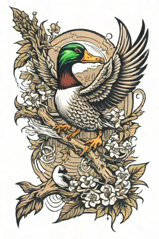 duck hunting sleeve tattoo tattoo design idea