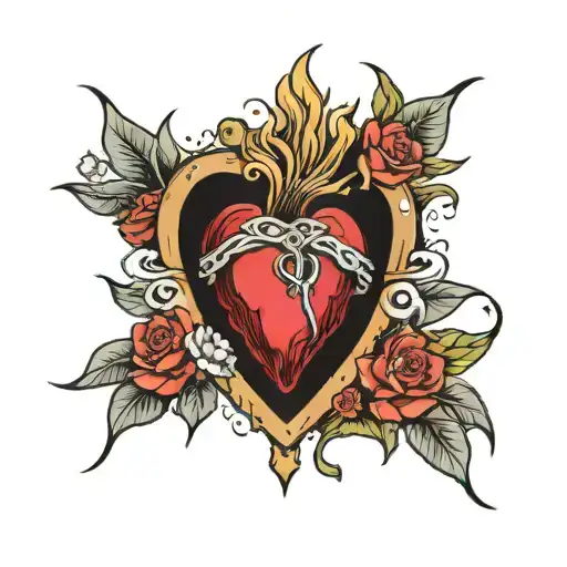 the sacred heart quarter sleeve  tattoo design idea