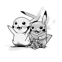 Pikachu with roses tattoo design idea