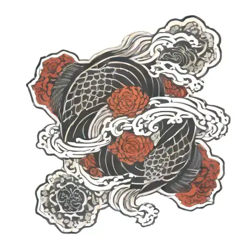bagua koi yin yang tattoo design idea