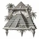 mechanics and mayan pyramid tattoo design idea