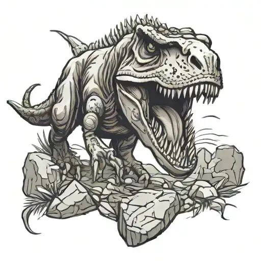 t rex made out of rocks tattoo design idea