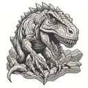 t rex made out of rocks tattoo design idea