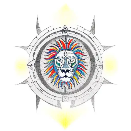 Lion Samurai compass tattoo design idea