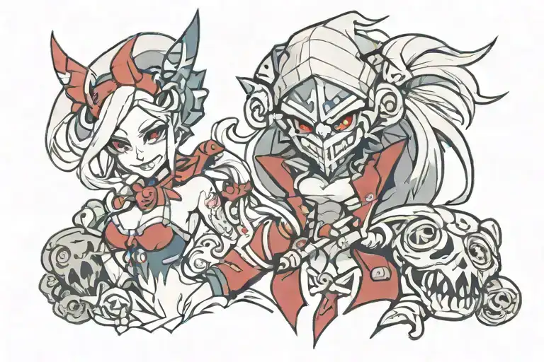 shaco fucking janna league of legends tattoo design idea