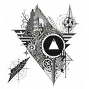 Create a tattoo inspired by a favorite album cover but with a twist of abstract art elements tattoo design idea