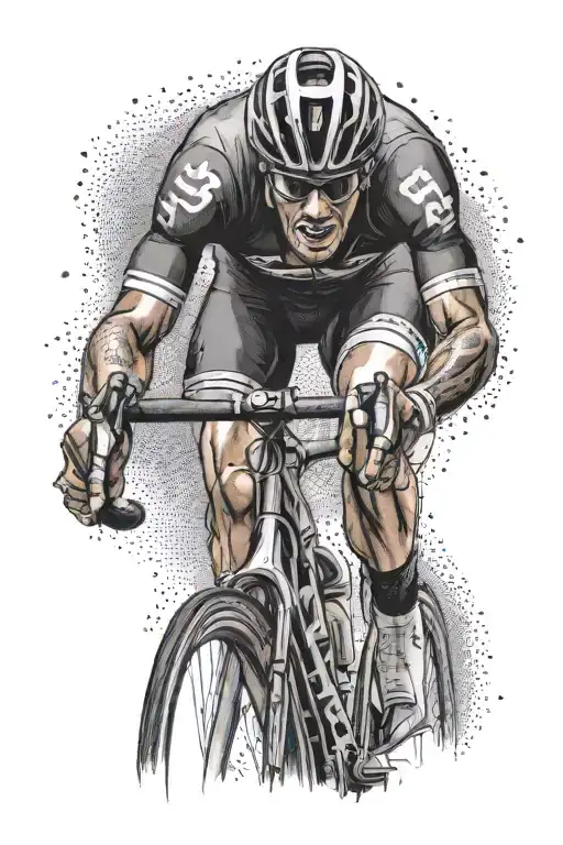 cyclist winning a tour de france stage in a sprint. view from front. style of the rider realistic. with the number 35. tattoo design idea