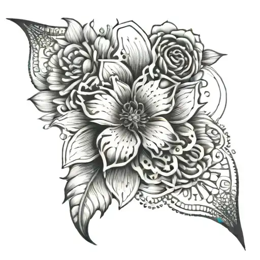 A creative tattoo design combining elements of Create, BTS, and Kdramas, in a dotwork style, for your left wrist scar cover-up tattoo design idea