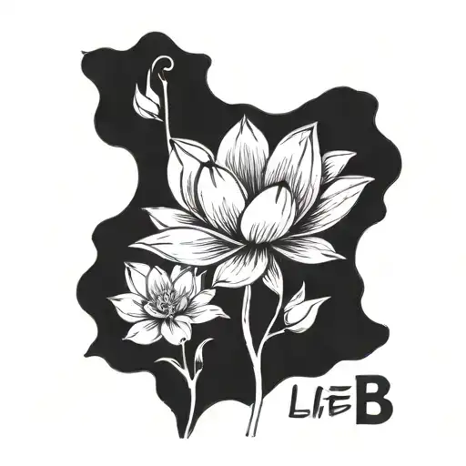 Incorporate the phrase 'life goes on' by BTS into a design featuring a lotus flower, inspired by the songs Zero o'clock, Magic shop, and Love yourself, in a blackwork style tattoo design idea