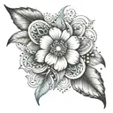 A creative tattoo design combining elements of Create, BTS, and Kdramas, in a dotwork style, for your left wrist scar cover-up tattoo design idea