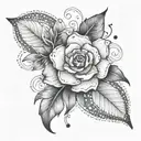 A creative tattoo design combining elements of Create, BTS, and Kdramas, in a dotwork style, for your left wrist scar cover-up tattoo design idea