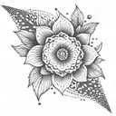A creative tattoo design combining elements of Create, BTS, and Kdramas, in a dotwork style, for your left wrist scar cover-up tattoo design idea