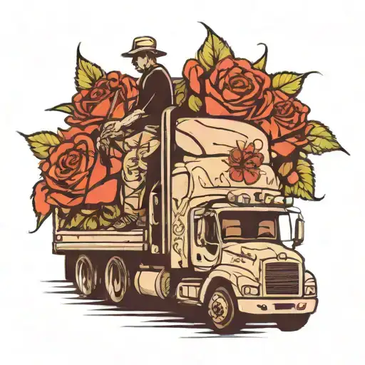 truck driver cancer victim silhouette emerging tattoo design idea
