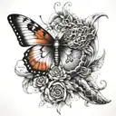 butterfly but snake and angel wings  tattoo design idea