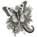 butterfly but snake and angel wings  tattoo design idea