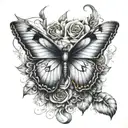 butterfly but snake and angel wings  tattoo design idea