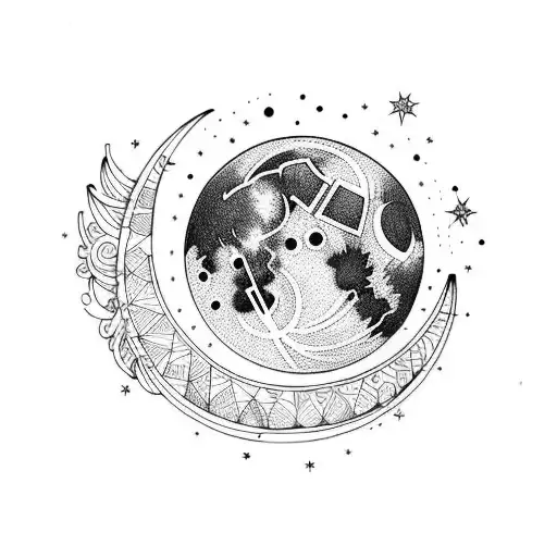 Magic moon with sacred geometry tattoo design Vector Image