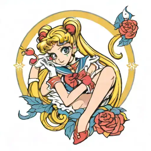 anime sailor moon as pinup tattoo design idea