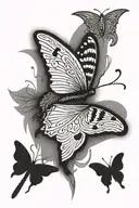 butterfly with dagger  tattoo design idea