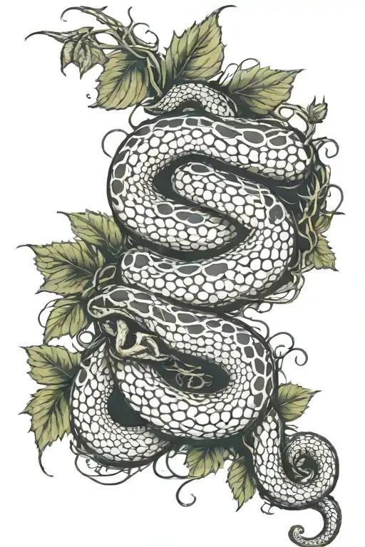 brambles tangled all around the forearm, mixed a snake wrapping  tattoo design idea
