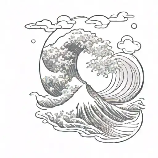 the great wave of kanagawa but fuji is seen tattoo design idea
