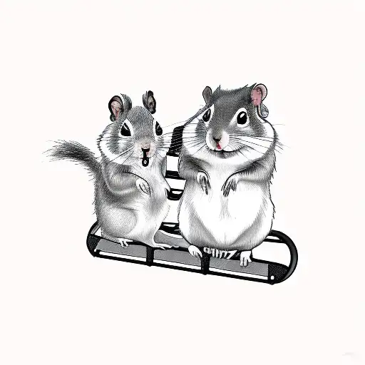 hamster and squirrel on a rollercoaster tattoo design idea
