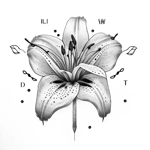 lily with the word remember below it tattoo design idea