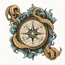 compass kraken waves  tattoo design idea