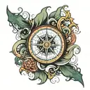 compass kraken waves  tattoo design idea