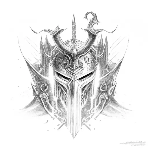 knight attacking demon tattoo design idea