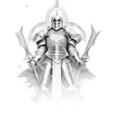 knight defending children from a massive demon tattoo design idea