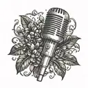 A microphone intertwined with coffee beans, symbolizing your passion for singing and coffee tattoo design idea