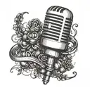 A microphone intertwined with coffee beans, symbolizing your passion for singing and coffee tattoo design idea