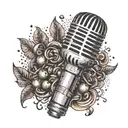 A microphone intertwined with coffee beans, symbolizing your passion for singing and coffee tattoo design idea