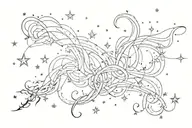 magical lines such as smoke with elements of stars or sparkles tattoo design idea