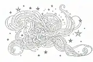 magical lines such as smoke with elements of stars or sparkles tattoo design idea