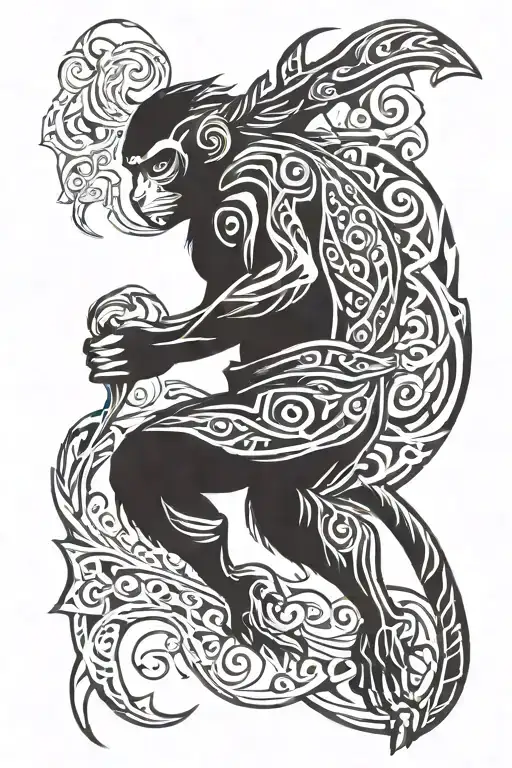 ninja monkey tattoo design idea