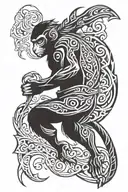 ninja monkey tattoo design idea