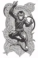 ninja monkey tattoo design idea
