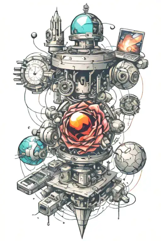Technology vs Magic tattoo design idea
