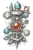 Technology vs Magic tattoo design idea