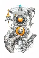 Technology vs Magic tattoo design idea