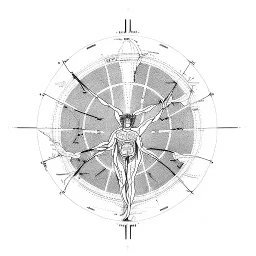 Marathon route map incorporating Vitruvian Man tattoo design idea