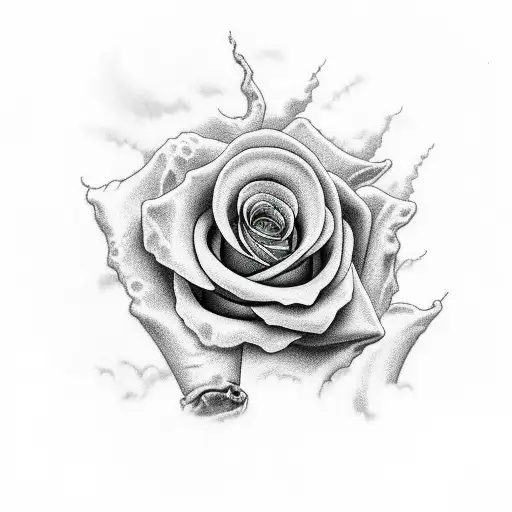 clouds rose catholic bonzai tattoo design idea