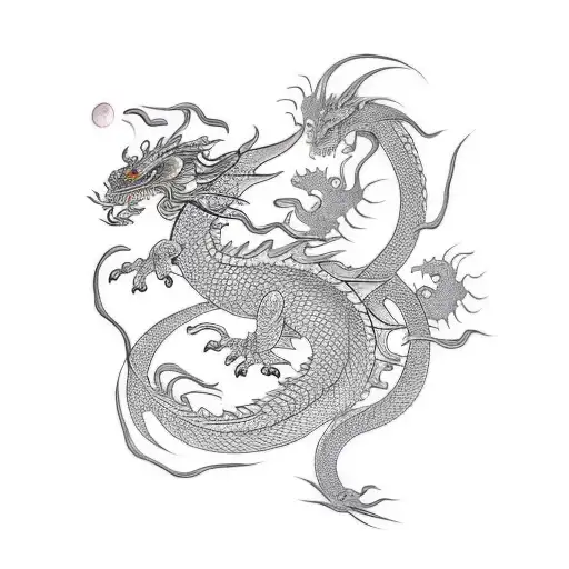 japanese dragon line drawing