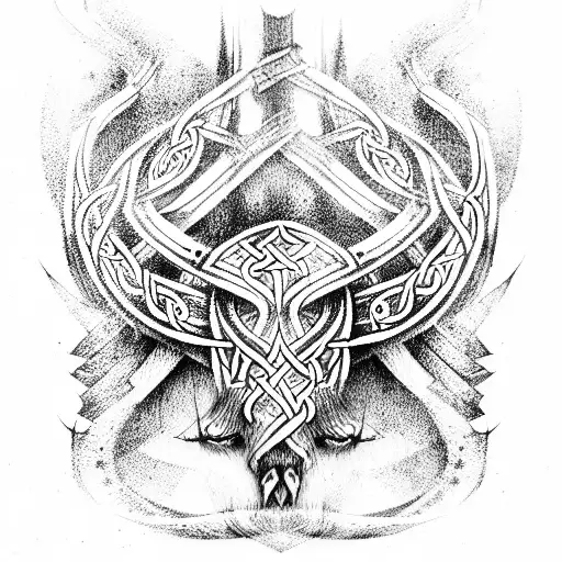 viking pagan idol tattoo design idea