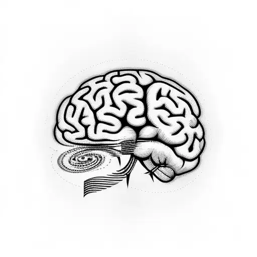 brain with music waveform  tattoo design idea