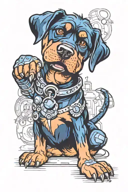 rottweiller and bluey tv show tattoo design idea