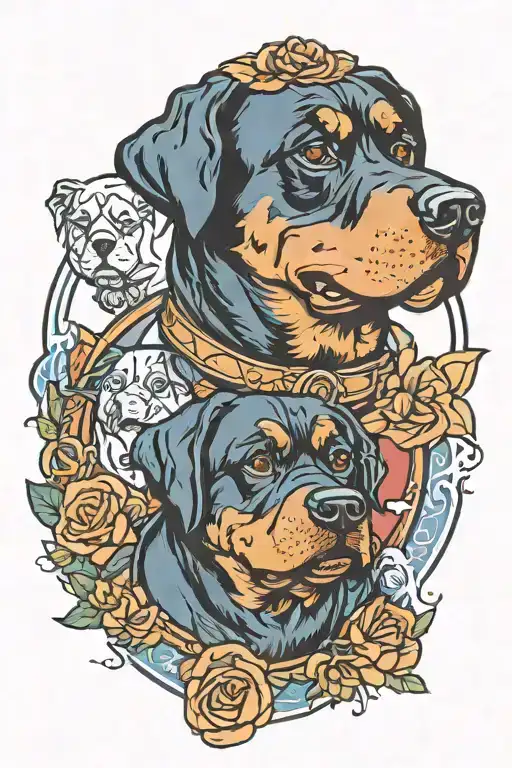 rottweiller and bluey tv show tattoo design idea