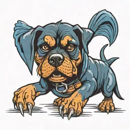 rottweiller and bluey cartoon character tattoo design idea